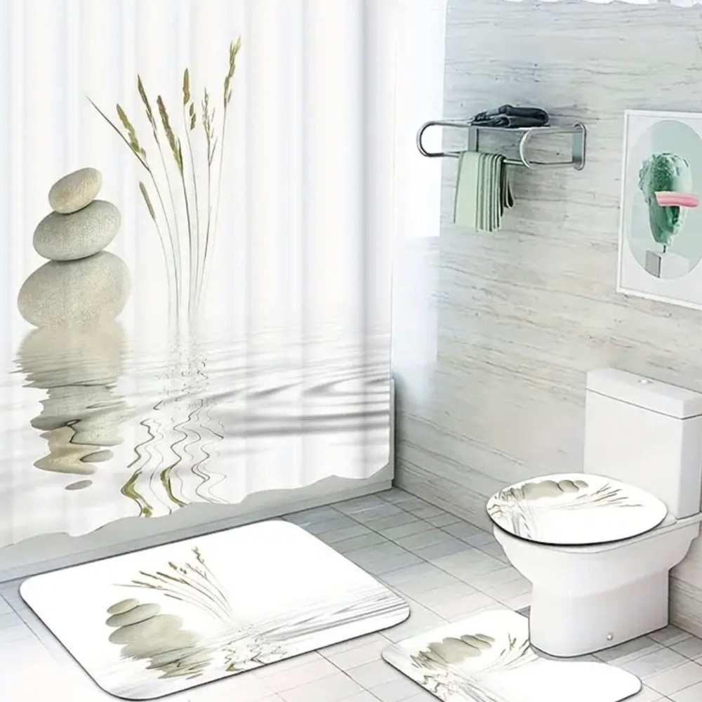 Lovely Building up Stones shower curtain set